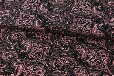 1,10 m Baumwoll Jersey Marble Rosa/Schwarz